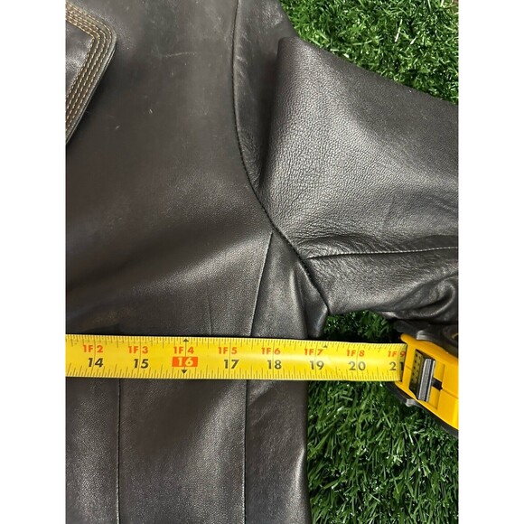 Kenneth Cole Women’s Leather Jacket Sz M Chocolate Brown Button Up Blazer Casual - Picture 5 of 6